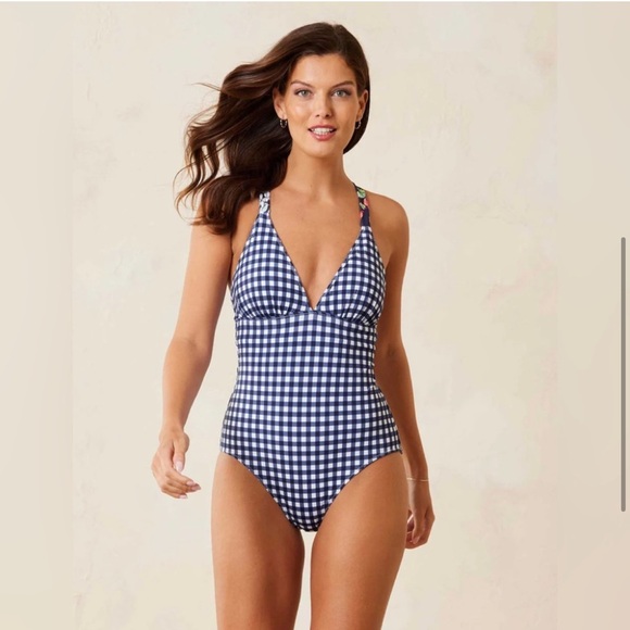 NWT Tommy Bahama Summer Floral Reversible Cross-Back One-Piece Swimsuit - Picture 4 of 7